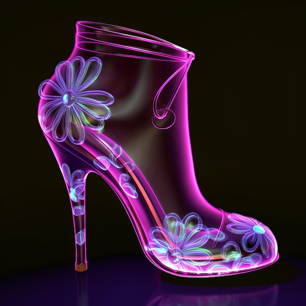 A high heel electric purple sandal generative AI