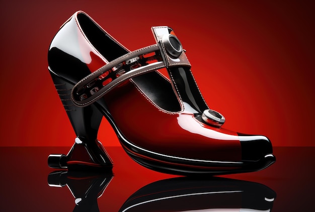 Photo high heel women shoes on a red background 3d illustration