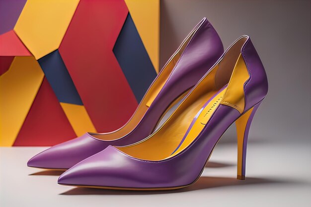 High heel women shoes on a solid colour background ai generative