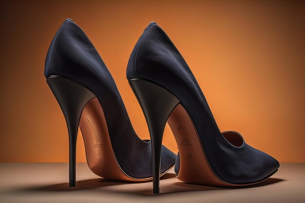 High heel women shoes on a solid colour background ai generative