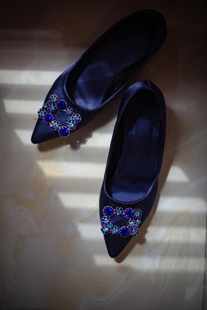 High heels dark blue with shadow