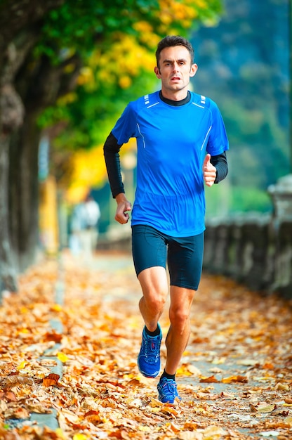 High-level cross-country runner during a workout