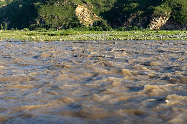 High level flood in the river