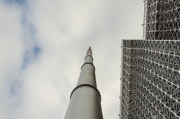 High lightning rod tower near the stadium.