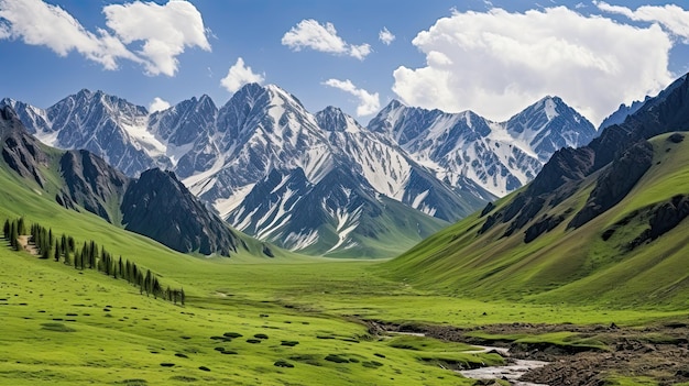 High Mountain Pass in Kyrgyzstan's Naryn Region Offering Stunning Views of Peaks and Valleys