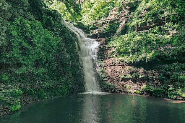 High mountain waterfall