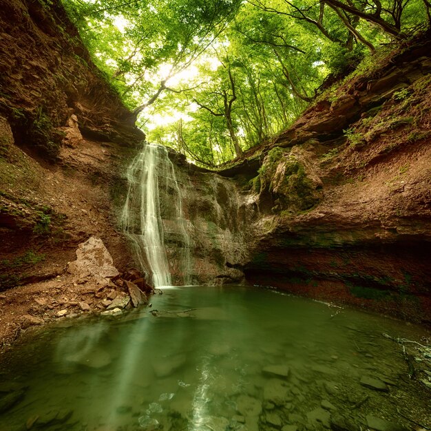 High mountain waterfall