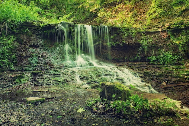 High mountain waterfall