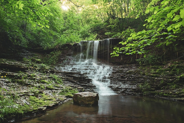 High mountain waterfall