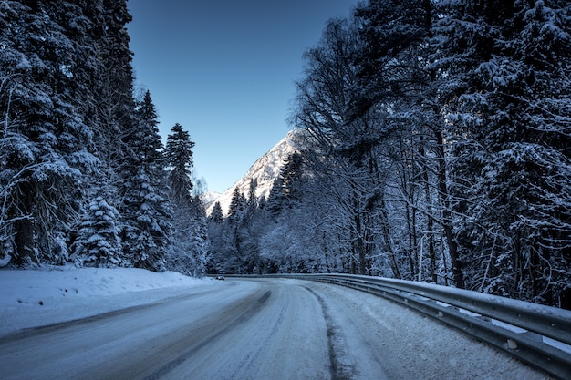 High mountains under snow in the winter