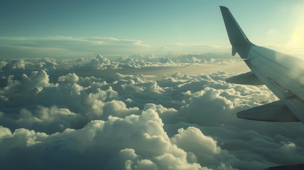 High nature view large white clouds on soft sky background in the morning View of white cloudy on the plane AI generated illustration