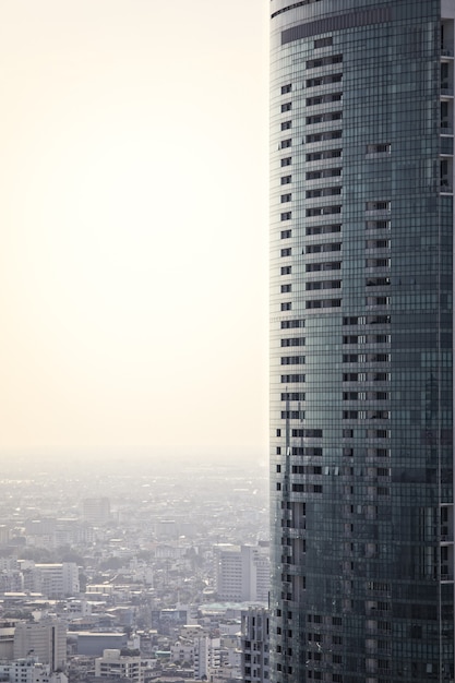 High office and residence building in Bangkok, Thialand with blank or copy space in left