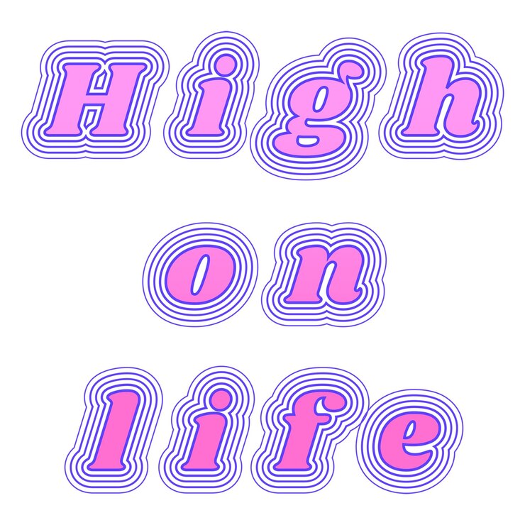 Foto high on life png retro lettertype