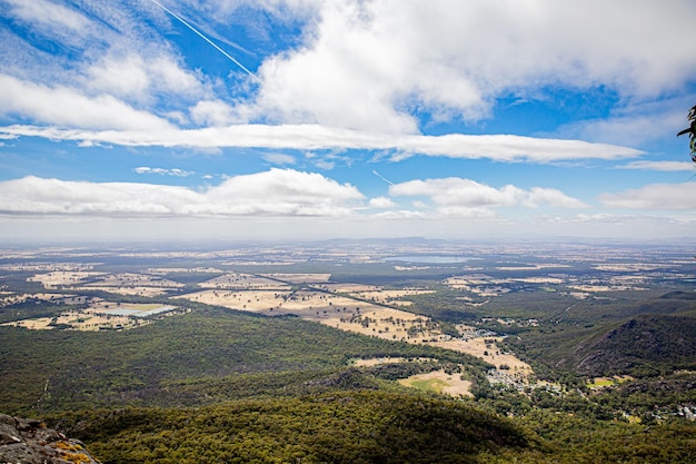 High peak landscape rock view at Grampians National Park Victoria Australia forest with blue sky