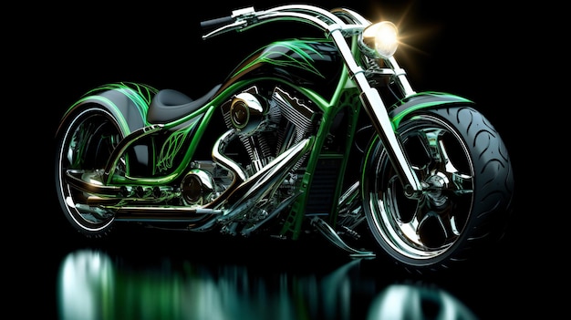 High power motorcycle chopper at night