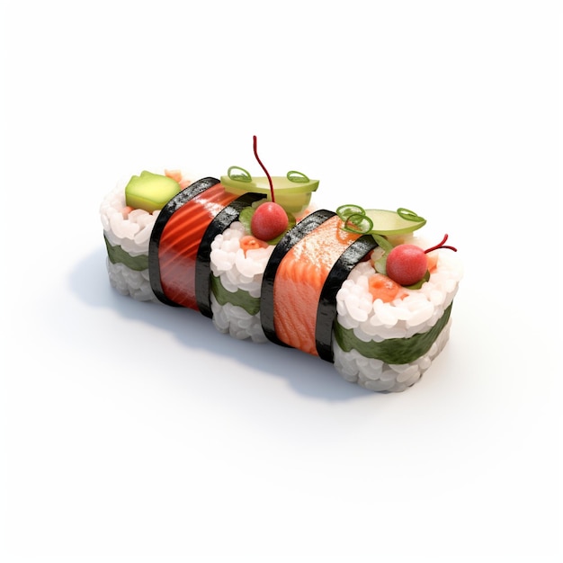 High quality of 3D style design of futomaki sushi with white background