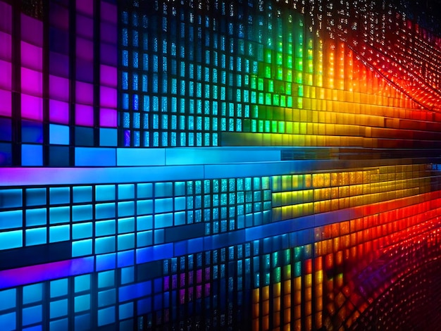 high quality 8K Ultra HD Imagine a vibrant canvas illuminated by a cascade of colorful binary code