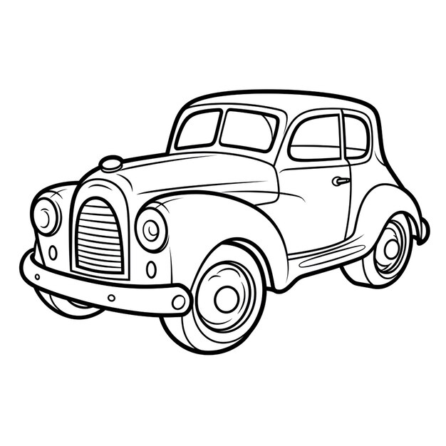 High Quality Cartoon Car Coloring Page for Kids to Paint