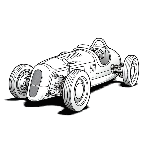 Photo high quality cartoon car coloring page for kids to paint