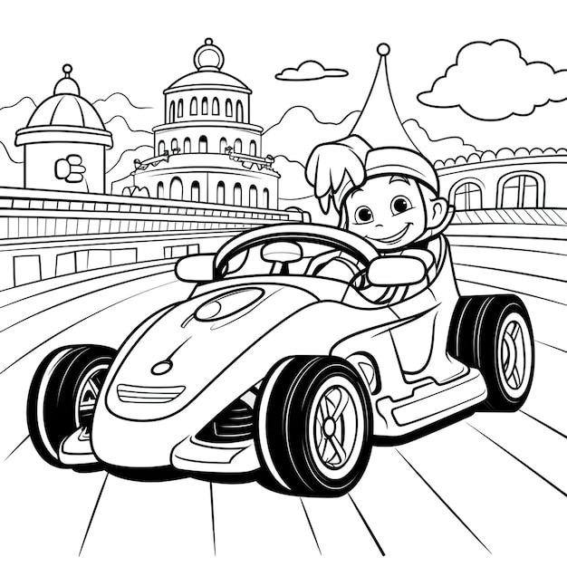 High Quality Cartoon Car Coloring Page for Kids to Paint