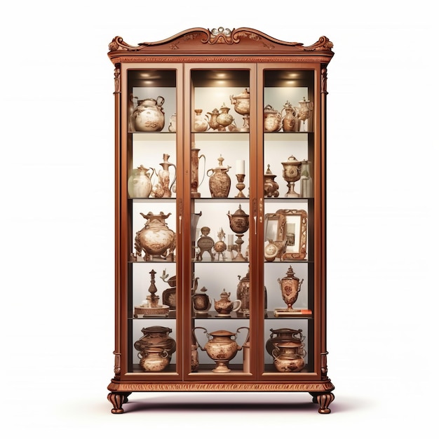 Photo high quality curio cabinet isolated on white background