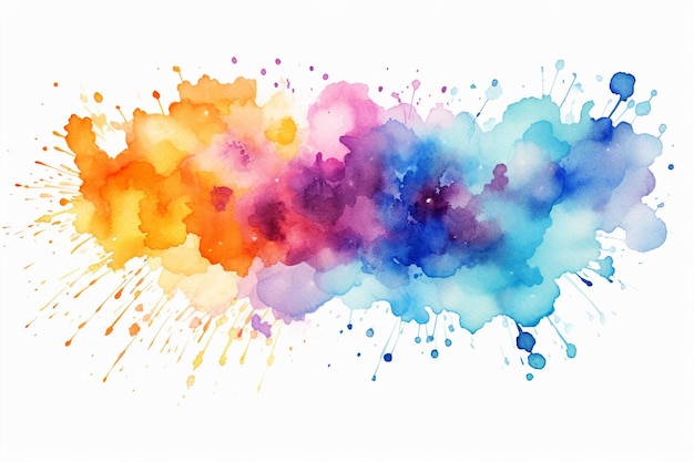 high quality hand painted watercolor splash on white paper