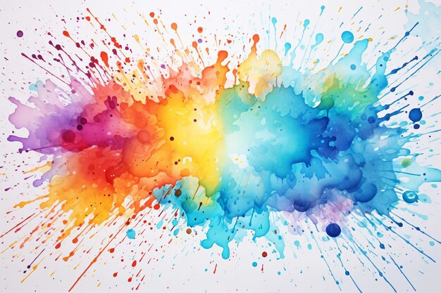 Photo high quality hand painted watercolor splash on white paper