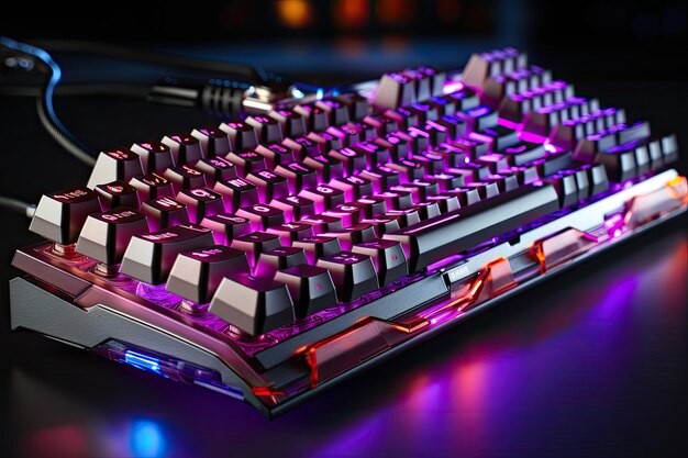 High quality mechanical keyboard with RGB lighting generative IA