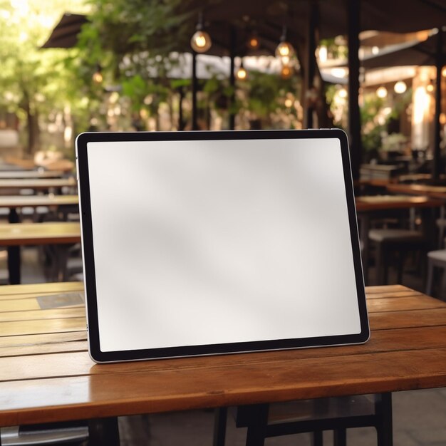 High quality photo of big tablet with blank screen on the table perfect to create mockup preview