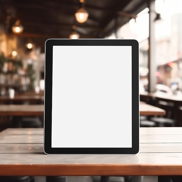 High quality photo of big tablet with blank screen on the table perfect to create mockup preview