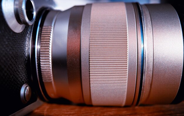 High quality photographic lens in detail object backdrop