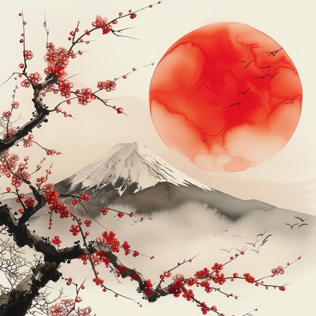 high quality In the serene style of Japanese sumi Art