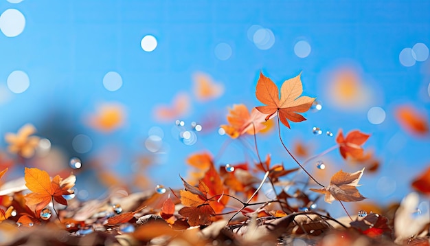 High quality stock photography autumn leaves falling in the skyAutumn colors