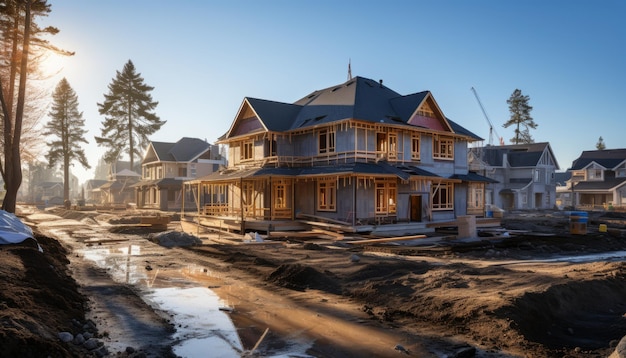 Высокое качество stock photography Строительство новых домов в новом жилом районе