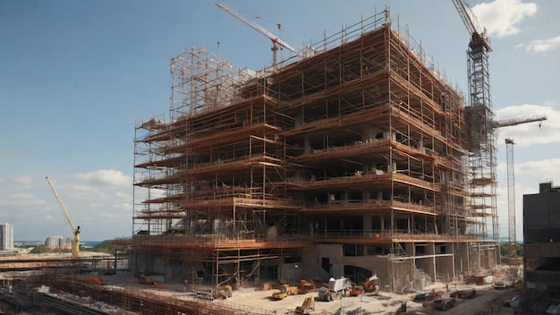 High resolution 4K image capturing the dynamic process of a building under construction