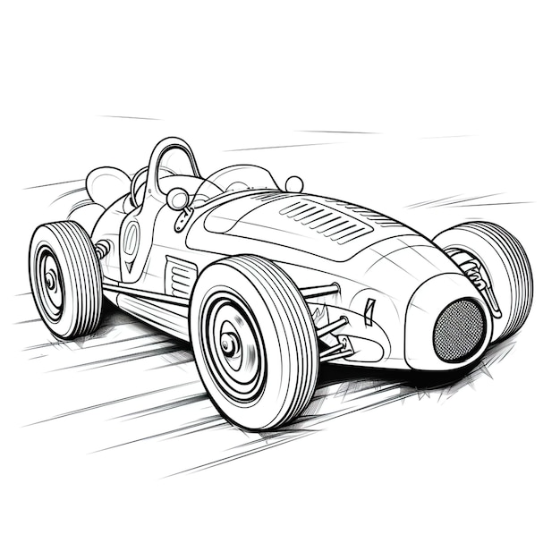 High Resolution Coloring page for Kids with Cute Cartoon Car