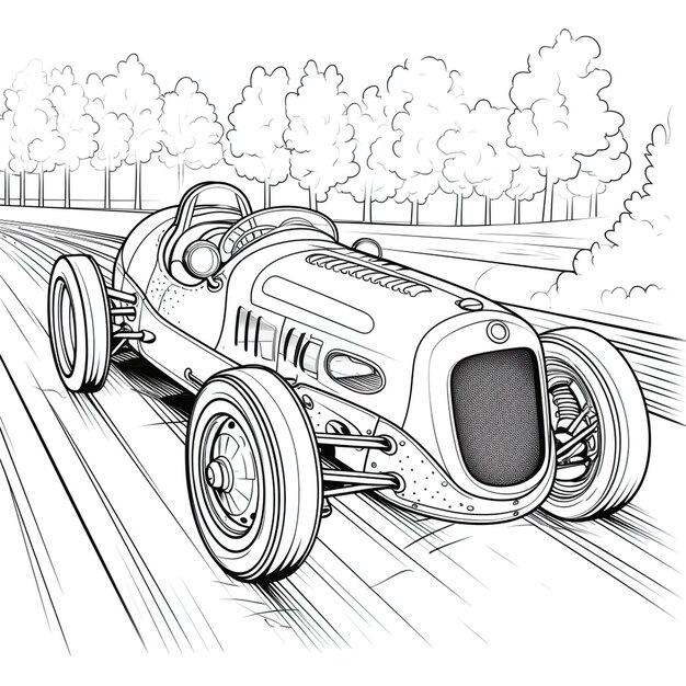 Photo high resolution coloring page for kids with cute cartoon car