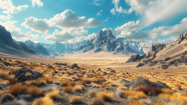 Photo high resolution image of a framed desert mountain vista showcasing the stark and striking beauty of