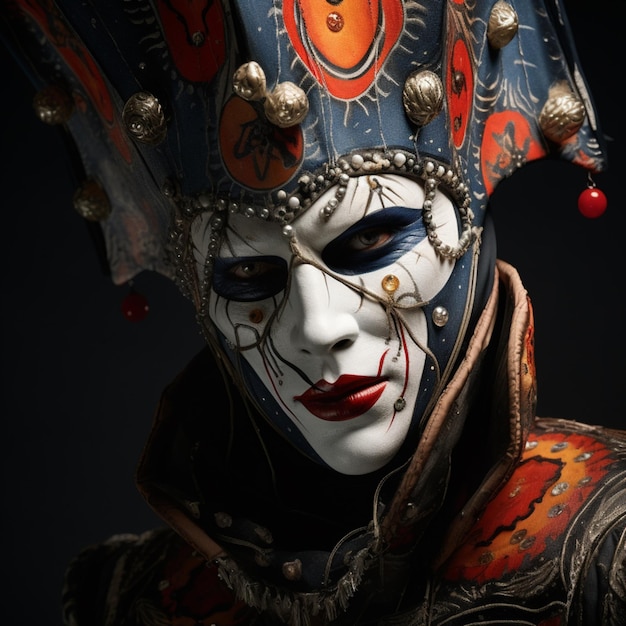 High resolution image of Harlequin terror39s face Ai generated art