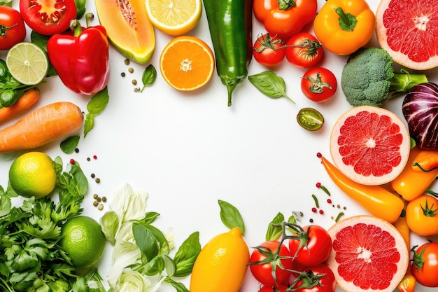 Фотография органических продуктов питания высокого разрешения на белом фоне