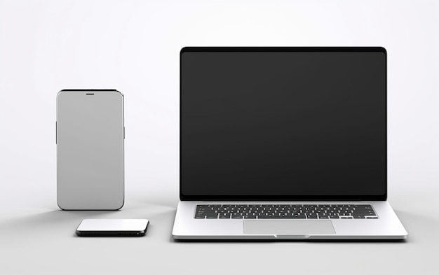 High Resolution Realism met een smartphone en laptop op een witte achtergrond