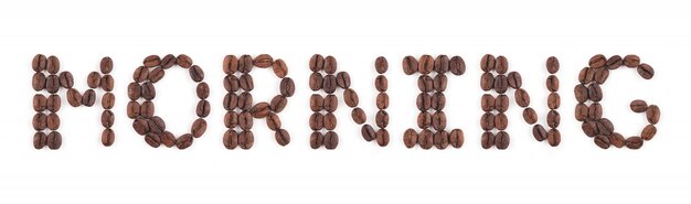 High resolution roasted coffee beans in letters