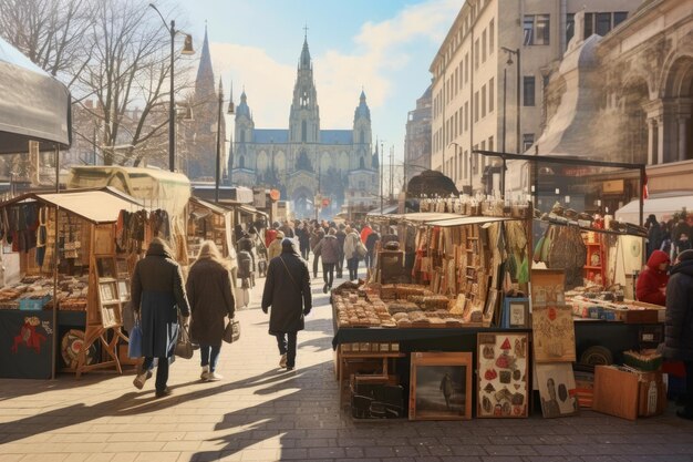 Photo high resolution view of stationary market in dusseldorf