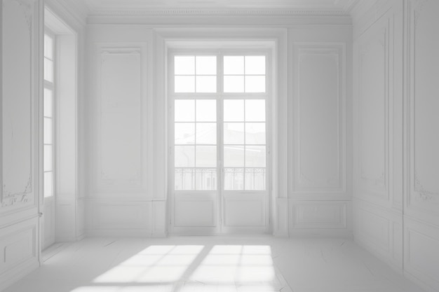 High resolution white room with window design concept