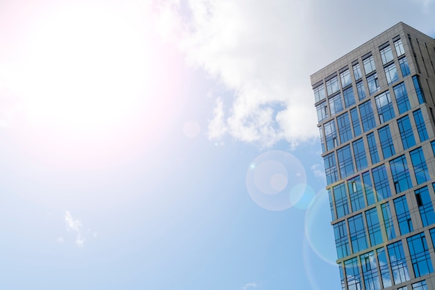 High-rise buildings of modern city, View from below,