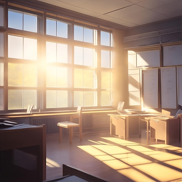 High school class room background little sunlight coming