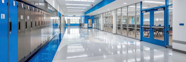 Photo high school hallway with lockers