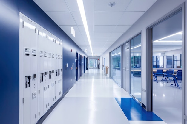 High school hallway with lockers