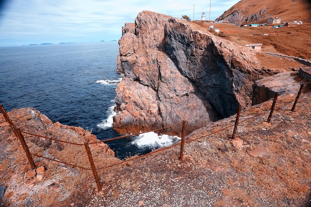 high seashore greenery of the cliff