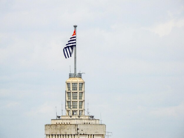 High section of banespa building against sky in city